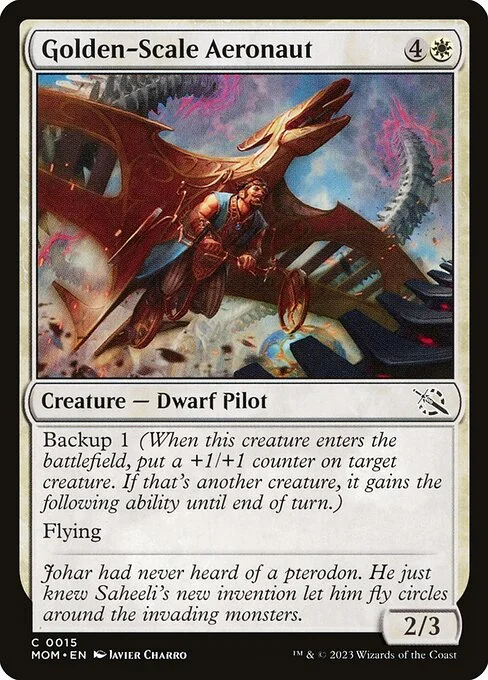 Golden-Scale Aeronaut, carta Magic di tipo Creature — Dwarf Pilot illustrata da Javier Charro