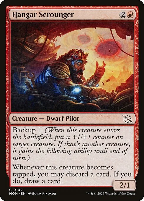 Hangar Scrounger, carta Magic di tipo Creature — Dwarf Pilot illustrata da Borja Pindado
