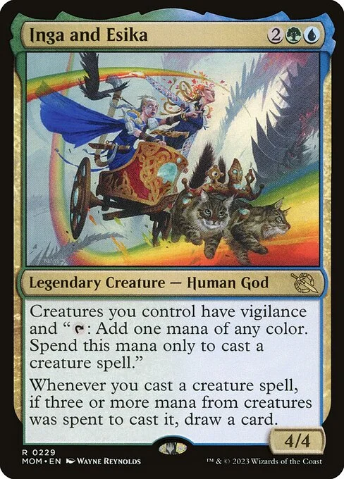Inga and Esika, carta Magic di tipo Legendary Creature — Human God illustrata da Wayne Reynolds