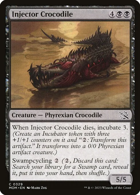 Injector Crocodile, carta Magic di tipo Creature — Phyrexian Crocodile illustrata da Mark Zug