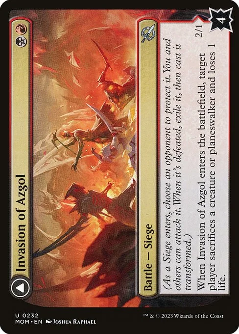 Invasion of Azgol // Ashen Reaper, carta Magic di tipo Battle — Siege // Creature — Zombie Elemental illustrata da Joshua Raphael