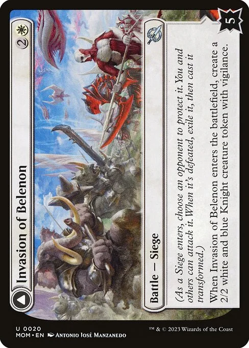 Invasion of Belenon // Belenon War Anthem, carta Magic di tipo Battle — Siege // Enchantment illustrata da Antonio José Manzanedo