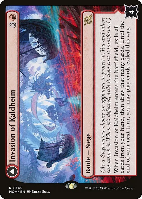 Invasion of Kaldheim // Pyre of the World Tree, carta Magic di tipo Battle — Siege // Enchantment illustrata da Bryan Sola