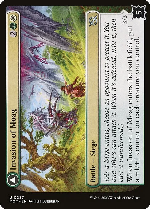 Invasion of Moag // Bloomwielder Dryads, carta Magic di tipo Battle — Siege // Creature — Dryad illustrata da Filip Burburan
