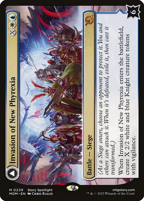 Invasion of New Phyrexia // Teferi Akosa of Zhalfir, carta Magic di tipo Battle — Siege // Legendary Planeswalker — Teferi illustrata da Chris Rallis