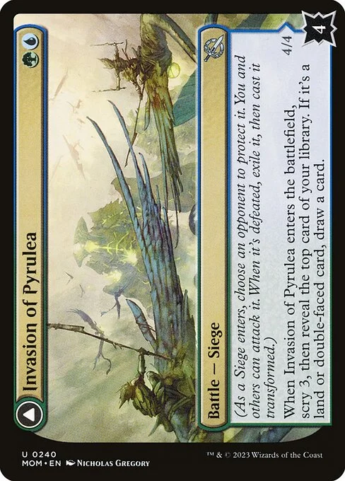 Invasion of Pyrulea // Gargantuan Slabhorn, carta Magic di tipo Battle — Siege // Creature — Beast illustrata da Nicholas Gregory