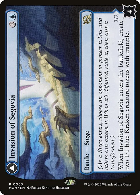 Invasion of Segovia // Caetus, Sea Tyrant of Segovia, carta Magic di tipo Battle — Siege // Legendary Creature — Serpent illustrata da Edgar Sánchez Hidalgo
