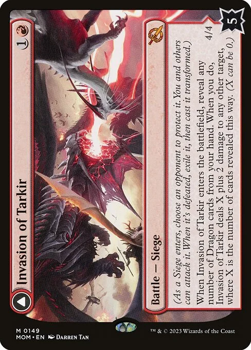 Invasion of Tarkir // Defiant Thundermaw, carta Magic di tipo Battle — Siege // Creature — Dragon illustrata da Darren Tan