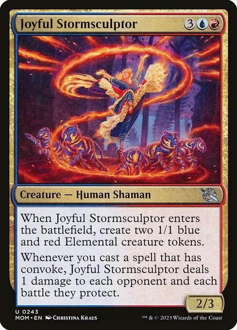 Joyful Stormsculptor, carta Magic di tipo Creature — Human Shaman illustrata da Christina Kraus