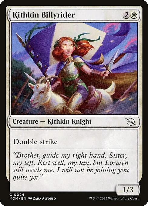 Kithkin Billyrider, carta Magic di tipo Creature — Kithkin Knight illustrata da Zara Alfonso