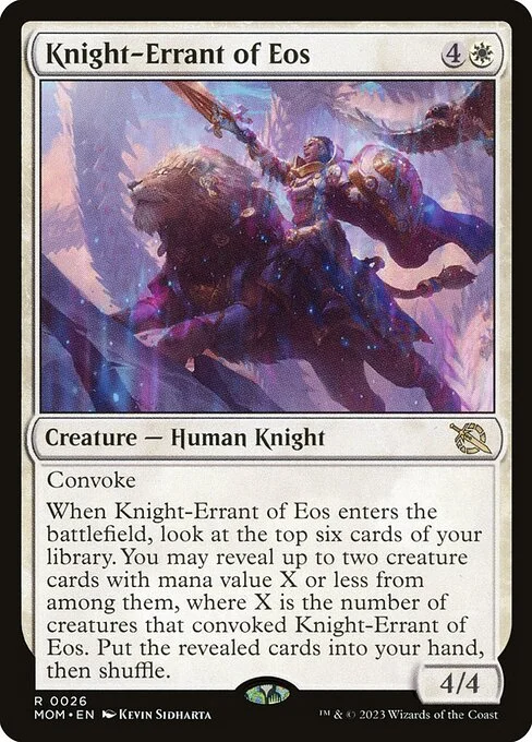 Knight-Errant of Eos, carta Magic di tipo Creature — Human Knight illustrata da Kevin Sidharta