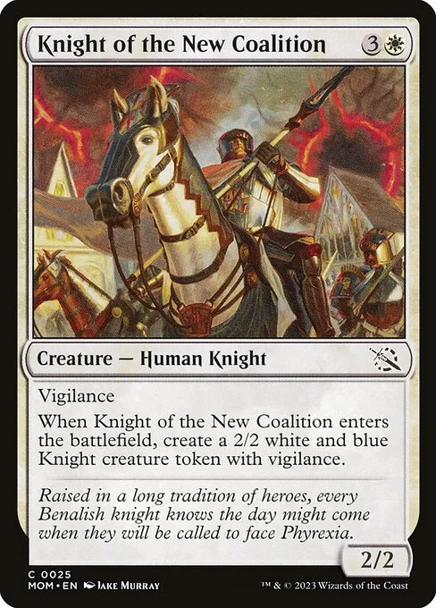 Knight of the New Coalition, carta Magic di tipo Creature — Human Knight illustrata da Jake Murray