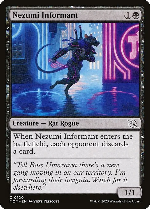 Nezumi Informant, carta Magic di tipo Creature — Rat Rogue illustrata da Steve Prescott