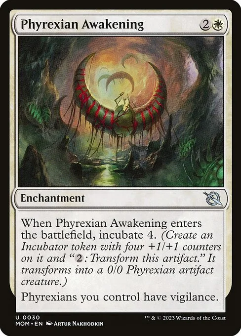 Phyrexian Awakening, carta Magic di tipo Enchantment illustrata da Artur Nakhodkin