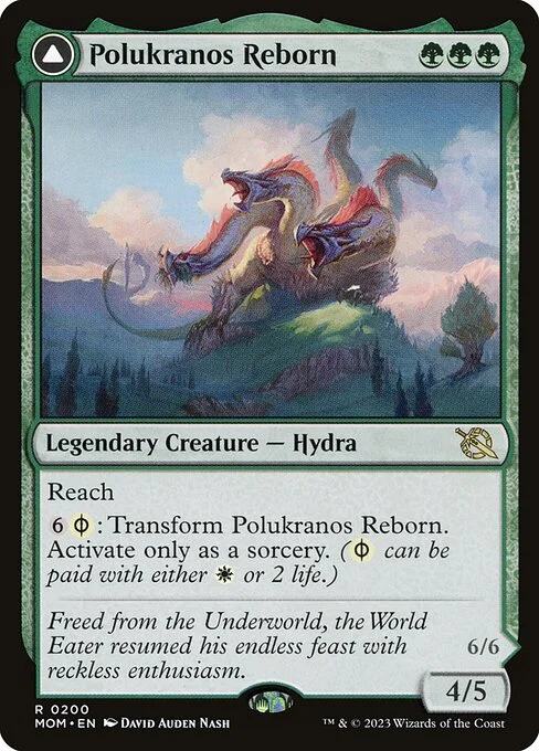 Polukranos Reborn // Polukranos, Engine of Ruin, carta Magic di tipo Legendary Creature — Hydra // Legendary Creature — Phyrexian Hydra illustrata da David Auden Nash
