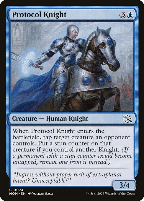 Protocol Knight, carta Magic di tipo Creature — Human Knight illustrata da Volkan Baǵa