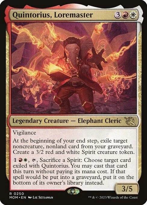 Quintorius, Loremaster, carta Magic di tipo Legendary Creature — Elephant Cleric illustrata da Lie Setiawan