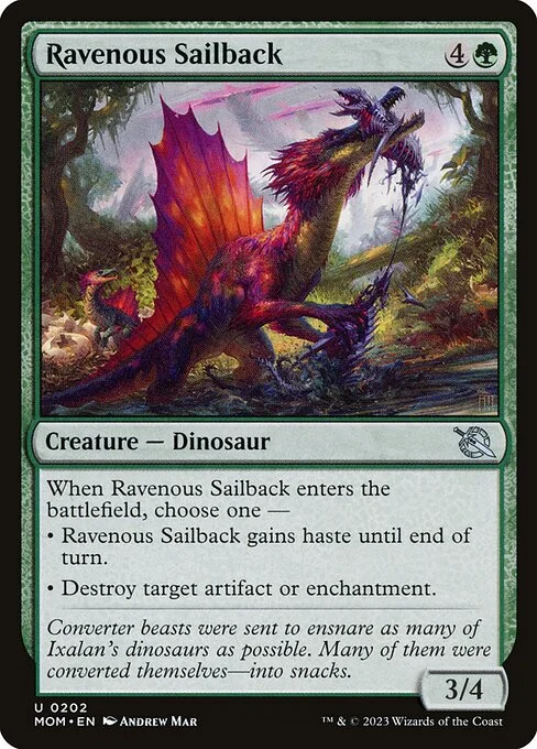 Ravenous Sailback, carta Magic di tipo Creature — Dinosaur illustrata da Andrew Mar