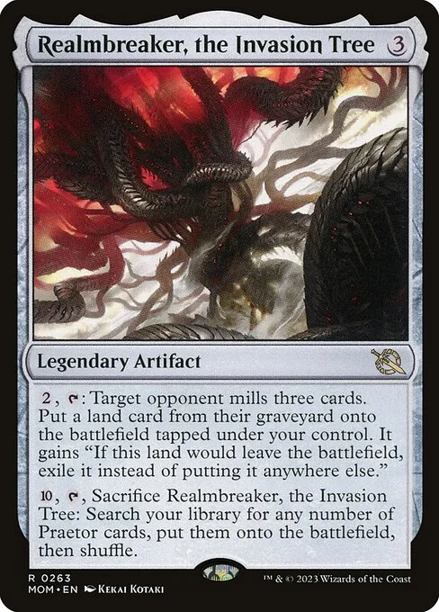 Realmbreaker, the Invasion Tree, carta Magic di tipo Legendary Artifact illustrata da Kekai Kotaki