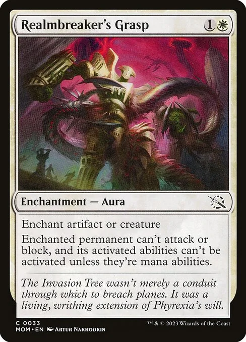 Realmbreaker's Grasp, carta Magic di tipo Enchantment — Aura illustrata da Artur Nakhodkin