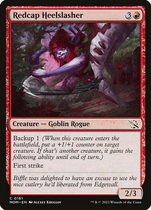 Redcap Heelslasher, carta Magic di tipo Creature — Goblin Rogue illustrata da Alexey Kruglov
