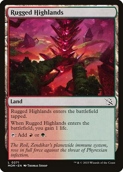 Rugged Highlands, carta Magic di tipo Land illustrata da Thomas Stoop
