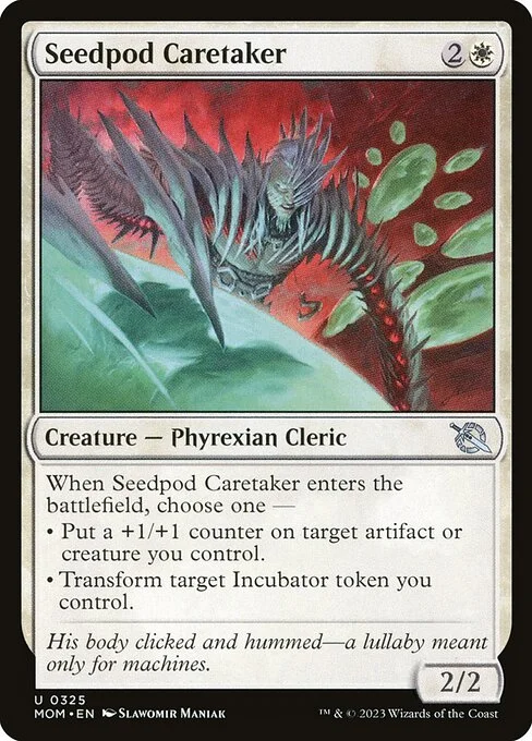 Seedpod Caretaker, carta Magic di tipo Creature — Phyrexian Cleric illustrata da Slawomir Maniak