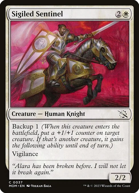 Sigiled Sentinel, carta Magic di tipo Creature — Human Knight illustrata da Volkan Baǵa