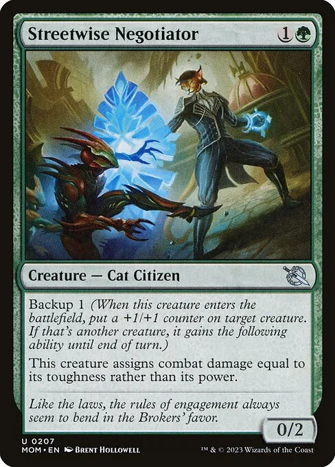 Streetwise Negotiator, carta Magic di tipo Creature — Cat Citizen illustrata da Brent Hollowell
