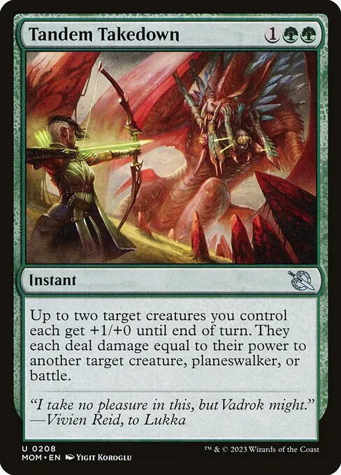 Tandem Takedown, carta Magic di tipo Instant illustrata da Yigit Koroglu