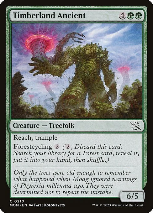 Timberland Ancient, carta Magic di tipo Creature — Treefolk illustrata da Pavel Kolomeyets