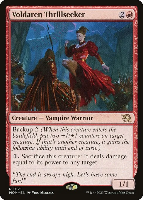 Voldaren Thrillseeker, carta Magic di tipo Creature — Vampire Warrior illustrata da Viko Menezes