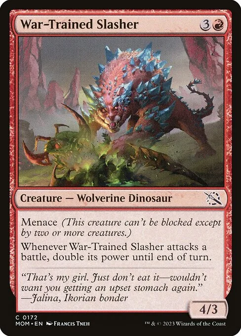 War-Trained Slasher, carta Magic di tipo Creature — Wolverine Dinosaur illustrata da Francis Tneh