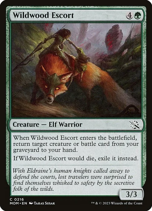 Wildwood Escort, carta Magic di tipo Creature — Elf Warrior illustrata da Taras Susak