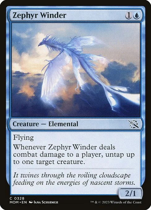Zephyr Winder, carta Magic di tipo Creature — Elemental illustrata da Jana Schirmer