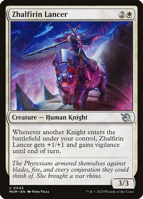 Zhalfirin Lancer, carta Magic di tipo Creature — Human Knight illustrata da Nino Vecia