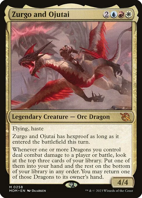 Zurgo and Ojutai, carta Magic di tipo Legendary Creature — Orc Dragon illustrata da Daarken