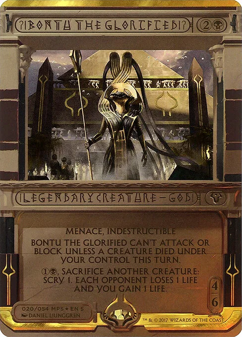Bontu the Glorified, carta Magic di tipo Legendary Creature — God illustrata da Daniel Ljunggren