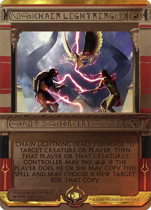 Chain Lightning, carta Magic di tipo Sorcery illustrata da Igor Kieryluk