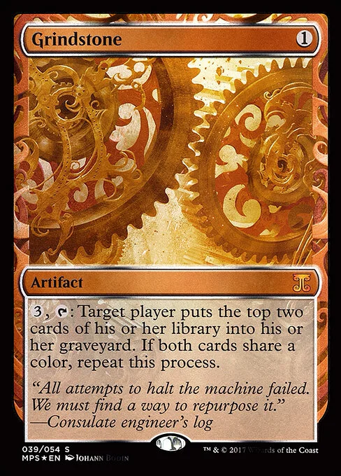 Grindstone, carta Magic di tipo Artifact illustrata da Johann Bodin