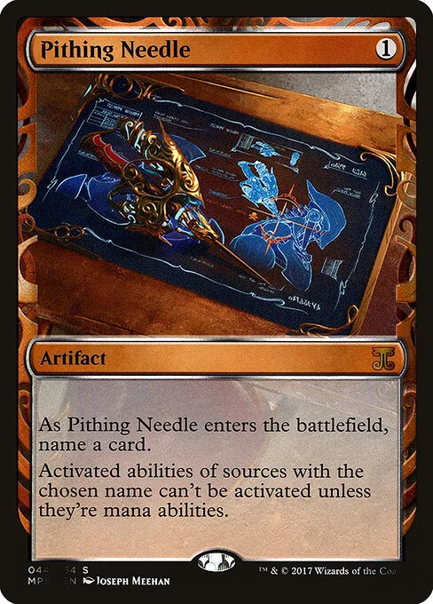 Pithing Needle, carta Magic di tipo Artifact illustrata da Joseph Meehan