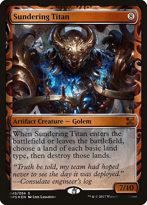Sundering Titan, carta Magic di tipo Artifact Creature — Golem illustrata da Lius Lasahido