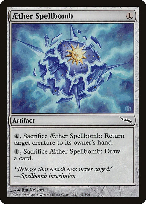 Aether Spellbomb, carta Magic di tipo Artifact illustrata da Jim Nelson
