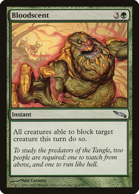Bloodscent, carta Magic di tipo Instant illustrata da Matt Cavotta