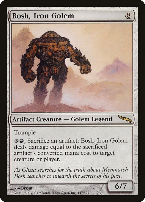 Bosh, Iron Golem, carta Magic di tipo Legendary Artifact Creature — Golem illustrata da Brom