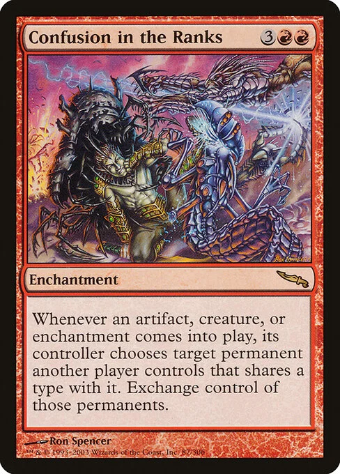 Confusion in the Ranks, carta Magic di tipo Enchantment illustrata da Ron Spencer