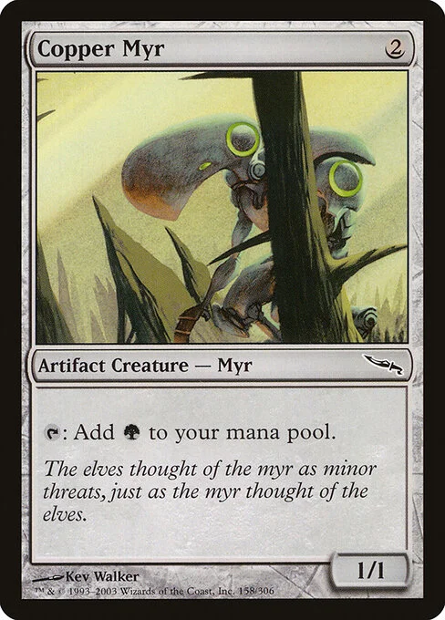Copper Myr, carta Magic di tipo Artifact Creature — Myr illustrata da Kev Walker