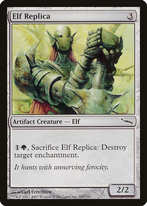 Elf Replica, carta Magic di tipo Artifact Creature — Elf illustrata da Carl Critchlow