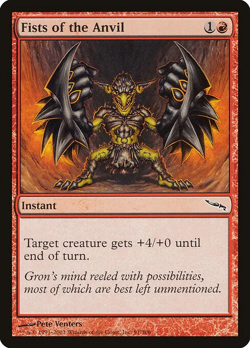 Fists of the Anvil, carta Magic di tipo Instant illustrata da Pete Venters