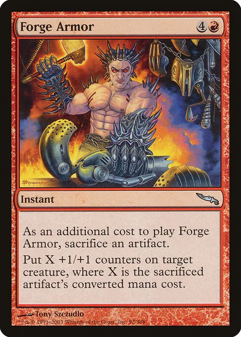 Forge Armor, carta Magic di tipo Instant illustrata da Tony Szczudlo